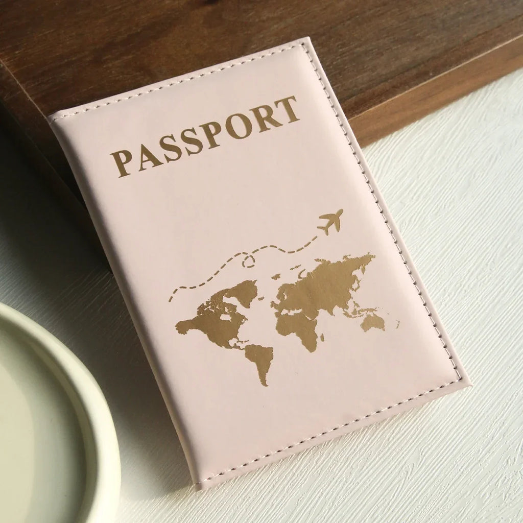 Porta pasaporte delgado con mapa de la ranura, porta pasaporte de PU, crucero esencial de viaje, porta pasaporte imprescindible, portátil para todos los países