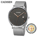 CADISEN Swiss Ronda 715 Quartz Watch Mans 7MM Ultra-thin Dial Sapphire Luminous Stainless Steel Milano Mesh Strap Watches Men