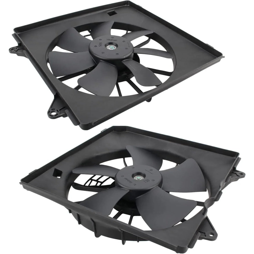2Pcs AC Condenser Radiator Cooling Motor Fan Black For 2013-2017 Honda Accord Touring