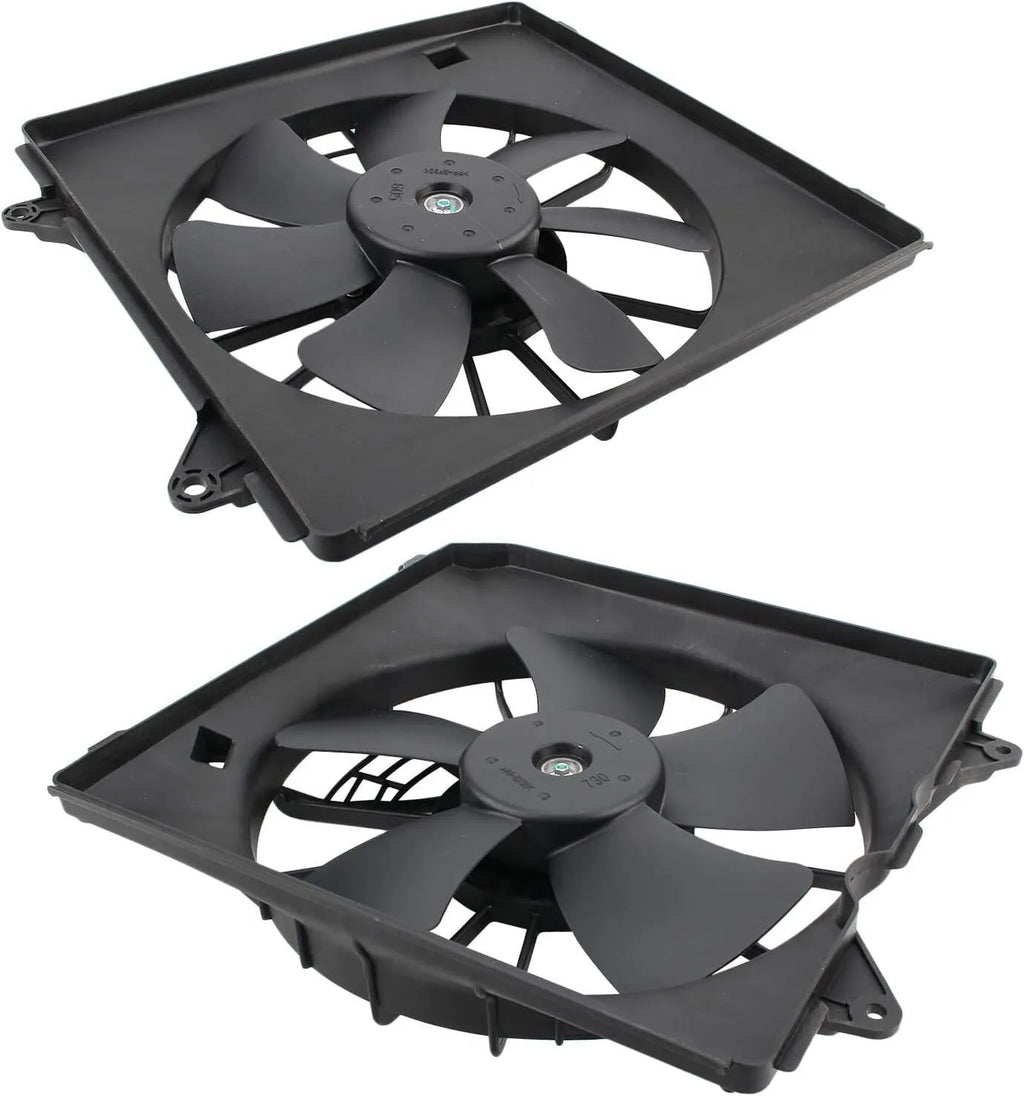 2Pcs AC Condenser Radiator Cooling Motor Fan Black For 2013-2017 Honda Accord Touring