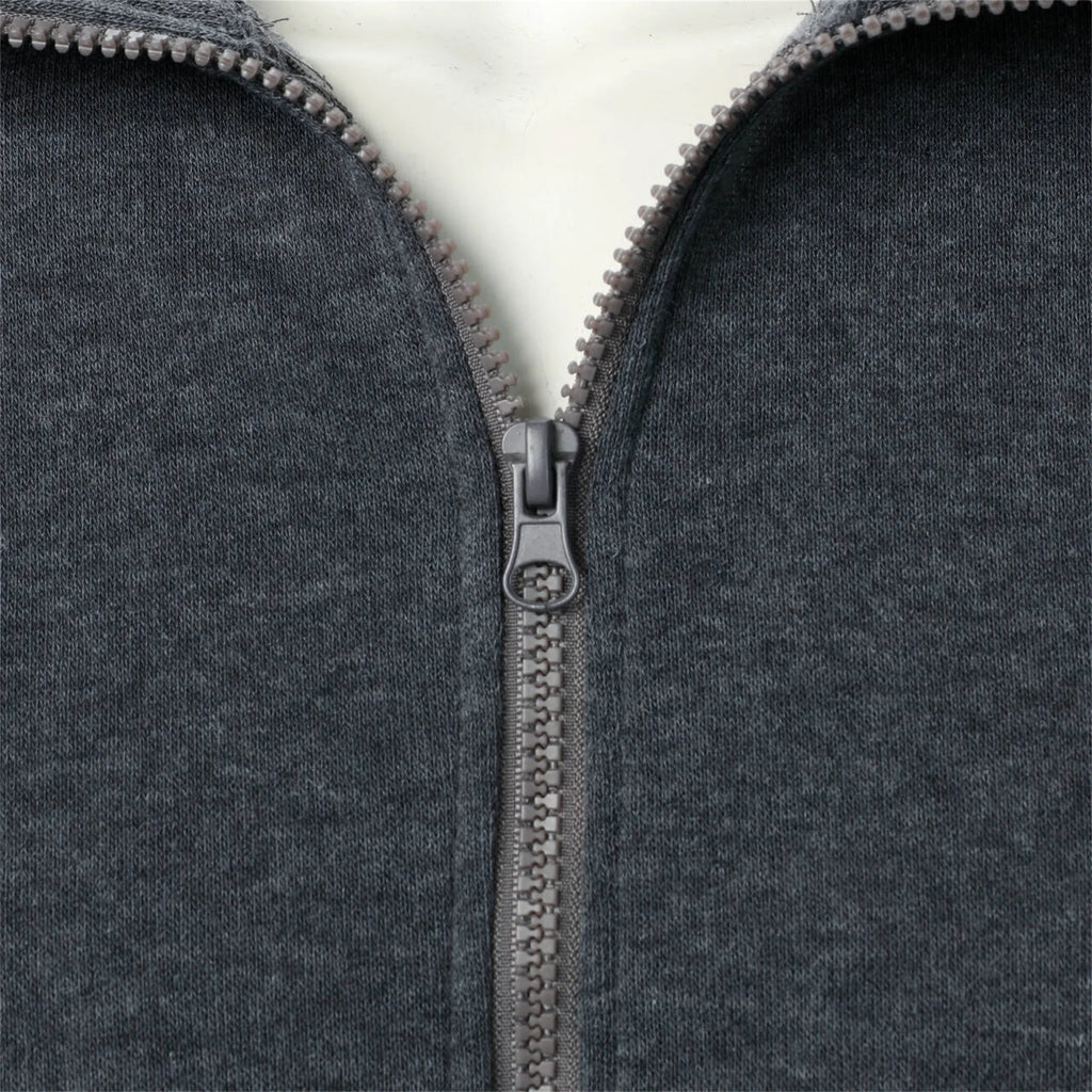 Chaqueta deportiva informal con cuello levantado y cremallera para hombre, top de color sólido para hombre