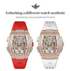 OUPINKE, marca de lujo, reloj mecánico para mujer, diseño de alas de Ángel de amor, esqueleto, automático, elegante, blanco, reloj de pulsera para mujer, nuevo