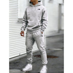 Men's Autumn and Winter Pattern Casual Two-Piece Set Hooded Sweatshirt and Pants withPockets Regular Fit Qutdoor Sport Suit