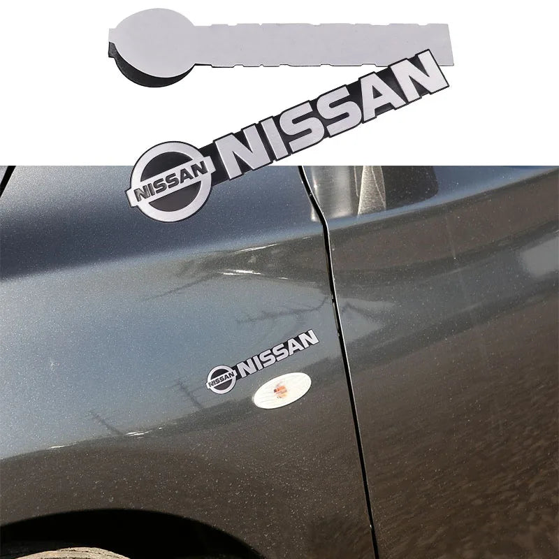 1pcs new aluminum 3D Car Fender side logo Car door Emblem Rear emblem car window sticker styling Accessories For Nissan