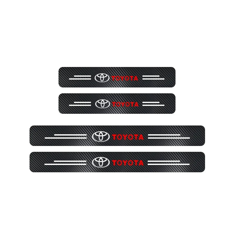 Car Door Threshold Strips Car Trunk Rear Bumper Protective Carbon fiber Leather Stickers For Toyota Camry Yaris Hilux Corolla