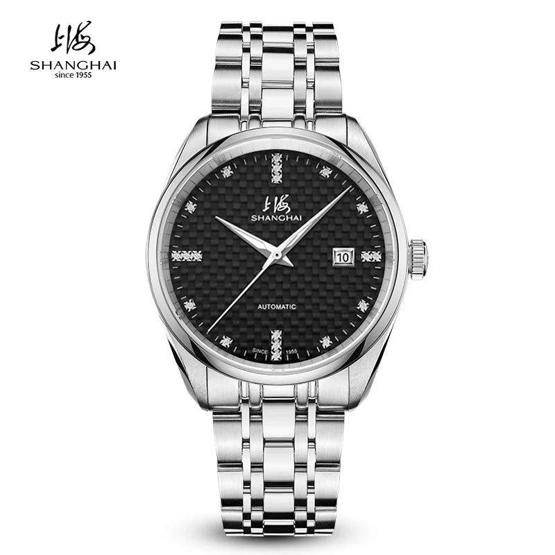 Shanghai Watch Calendar Mechanical Men's Watches 40mm Automatic Watches 316L Stainless Steel 50M Waterproof reloj hombre SH3007