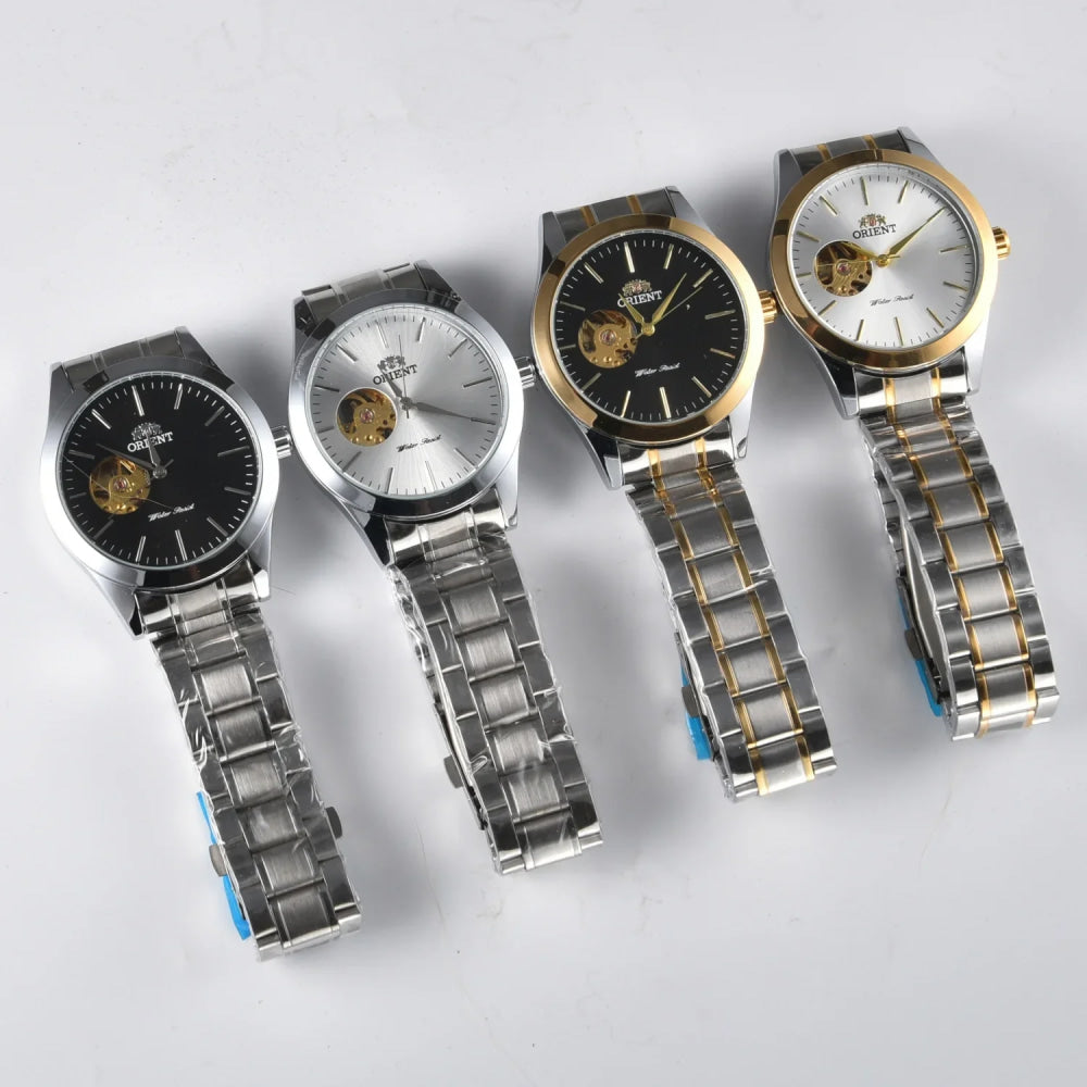 Orient Watch  Double Lion Japanese Fully Automatic Mechanical Watch Hollowed Out Business Men's Watch Stainless Steel Strip