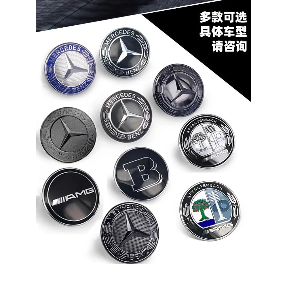 1PC 56mm Car Hood Emblem Badge Bonnet Emblem Cover For Mercedes Benz Brabus AMG W124 W163 W202 W203 W204 W210 W211 W205 Sticker