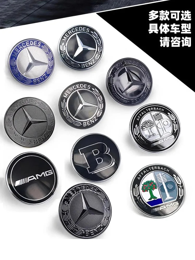 1PC 56mm Car Hood Emblem Badge Bonnet Emblem Cover For Mercedes Benz Brabus AMG W124 W163 W202 W203 W204 W210 W211 W205 Sticker