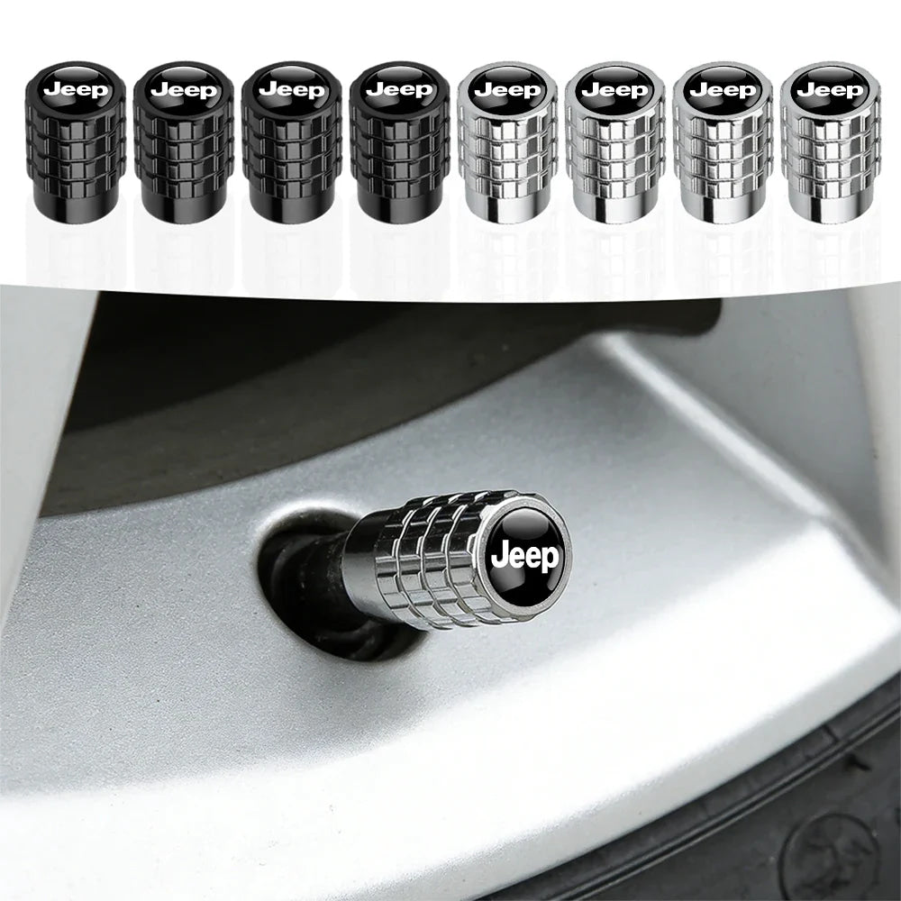 4Pcs Car Emblem Valve Cap Wheel Valves Dust Cover Tire Accessories For Jeep Wrangler Renegade Compass Gladiator Cherokee JL JK