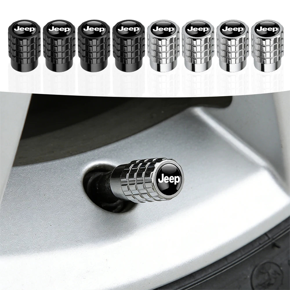 4Pcs Car Emblem Valve Cap Wheel Valves Dust Cover Tire Accessories For Jeep Wrangler Renegade Compass Gladiator Cherokee JL JK