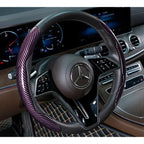 2/3PCS Laser Carbon Fiber Silicone Car Steering Wheel Cover 1K Micro Fiber Leather PVC Wheel Booster Cover Non-Slip Universal