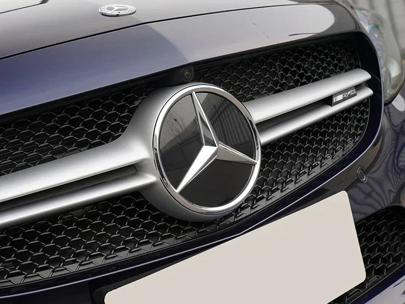 3d Chrome Black Star Logo Car Front Grille Emblem Mercedes Benz Amg W205 W212 W207 A B C E SLK GLK CLA CLS Viano GL ML R Class