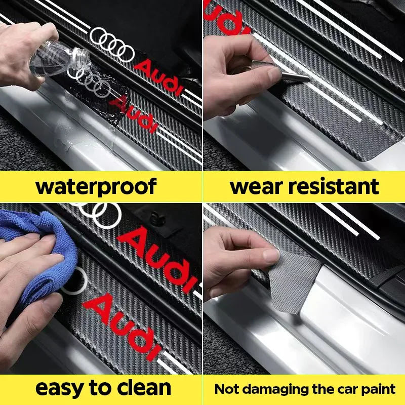 Car Door Trunk Sill Protective Strip Threshold Anti Scratch Sticker for Audi sline A4 B7 B8 B9 A3 8P 8V 8L A5 A6 Q3 Accessories