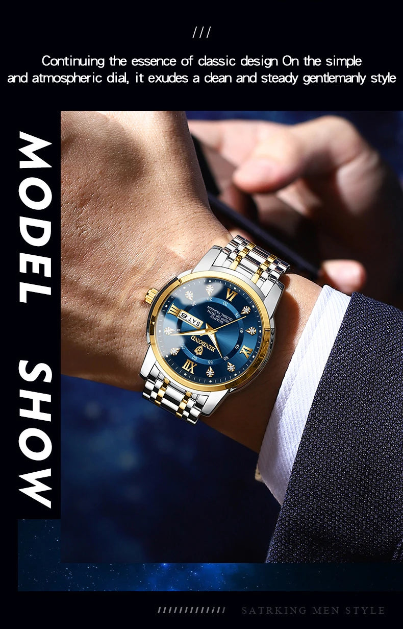 BINBOND Top Brand Luxury Fashion Watch Men 3ATM Waterproof Date Clock Sport Watches Mens Quartz Wristwatch Relogio Masculino