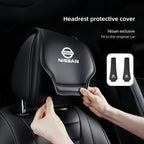 Leather Car Headrest Cover Front Rear Seat Pillow Protective Set For Nissan Sylphy N7 Teana Qashqai Note J10 J11 Navara Juke GTR