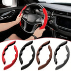 Universal Suede / Nappa Leather Car Steering Wheel Cover 38CM Breathable O/D Shape Protector Non-Slip Auto Interior Accessories