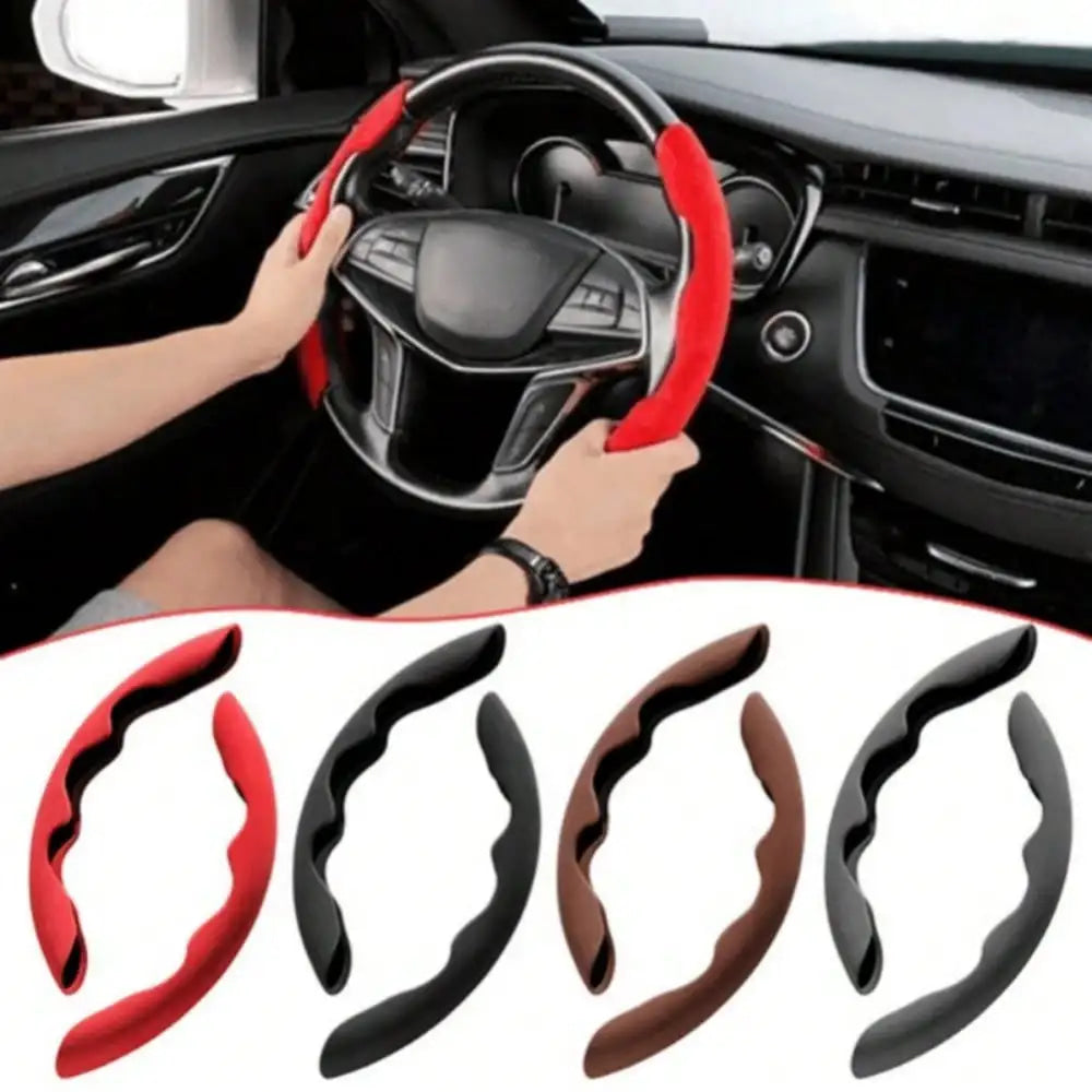 Universal Suede / Nappa Leather Car Steering Wheel Cover 38CM Breathable O/D Shape Protector Non-Slip Auto Interior Accessories