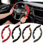 Universal Suede / Nappa Leather Car Steering Wheel Cover 38CM Breathable O/D Shape Protector Non-Slip Auto Interior Accessories