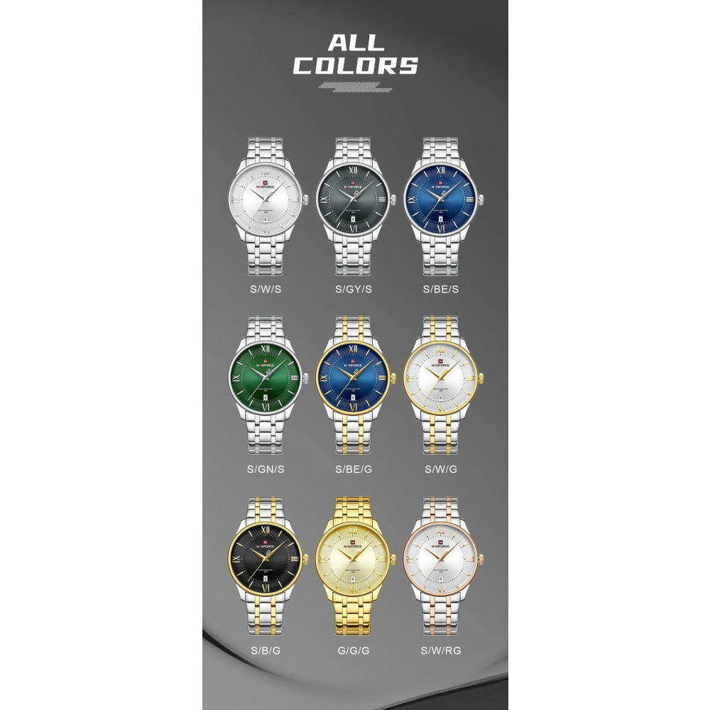 NAVIFORCE Men's Watch Classic Stainless Steel Strap 3ATM Waterproof Calendar Minimalist Dial Men's Chronograph Watch NF9272S