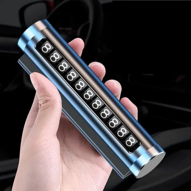 Placa de número de estacionamiento temporal para coche, rodillo de Material de aleación de aluminio negro/plateado/azul, placa de estacionamiento ajustable, suministros para coche