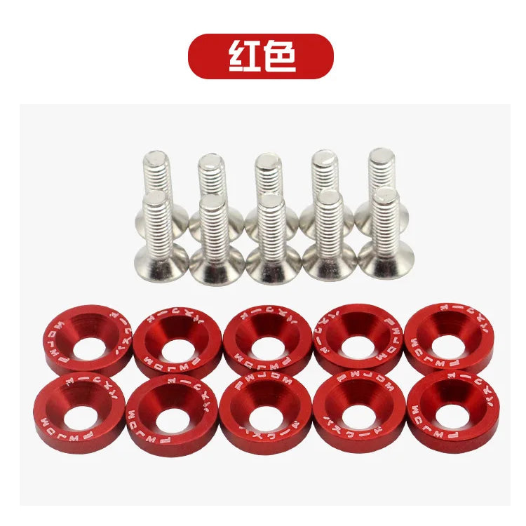 JDM Fender Washers M6 Bolt Set Car Modification Gasket Screw Fender Bumper Engine Aluminum Concave Screws Hex Fastener for Honda