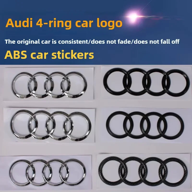 Car Logo Badge Black SFront Grille Rear Trunk 4Ring Sticker Emblem For Audi A1 A3 A4 A5 A6 A7 S3 S4 S5 S6 RS3 RS4 RS6 Q3 Q5 Q7