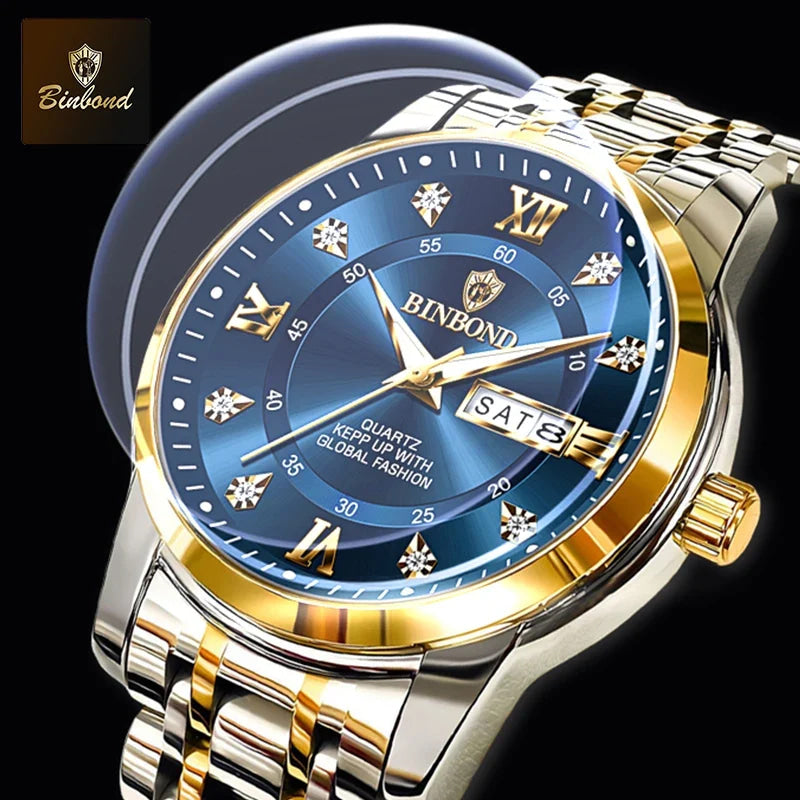 BINBOND Top Brand Luxury Fashion Watch Men 3ATM Waterproof Date Clock Sport Watches Mens Quartz Wristwatch Relogio Masculino