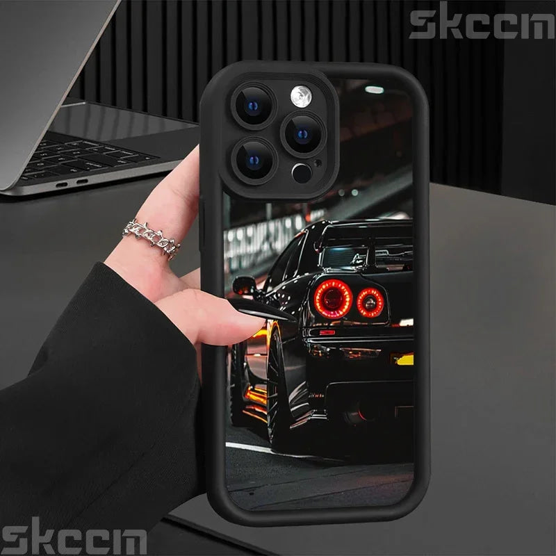 Fashions Car Pattern Silicone Phone Case For iPhone 17 16 Pro Max 15 14 11 12 13 7 8 16 Plus XS X XR Matte Shockproof Soft Cover