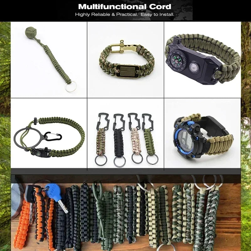 Cuerda Paracord de 5/15/30m, 7 hebras, 4mm, táctica militar, 550, cuerda de paracaídas, accesorios de acampada, línea de pulsera DIY de supervivencia al aire libre