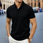 2025 New Men's Casual and Fashionable Simple Collared Short Sleeved Polo Shirt Summer Comfortable Breathable and Versatile Top