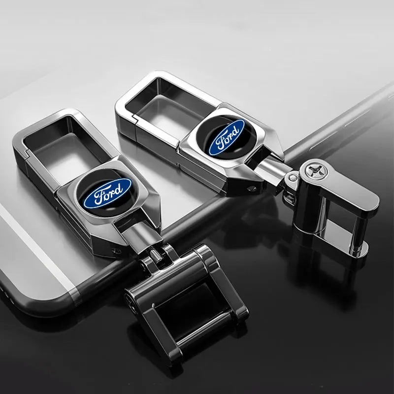 Anti-Lost Car Metal Keychain 3D Styling Badges Key Rings Accessories For Ford Escape Kuga Mondeo Ecosport Fiesta Focus 2 3 MK1
