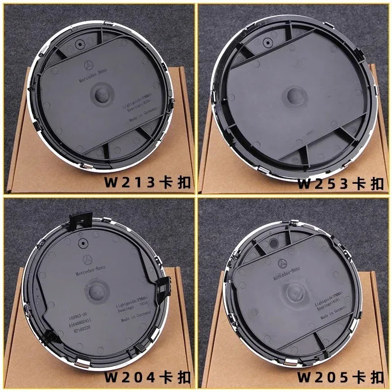 Car Front Grille Emblem Star Badge  Logo Chrome black Silver 3D Mirror Mercedes Benz W205 W204 W253 W213 W206 W166 gle VVVglc