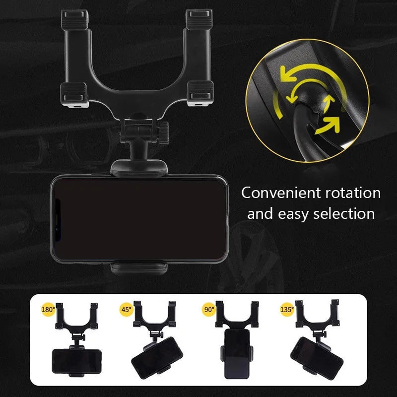 Soporte para Teléfono con Espejo Retrovisor SEAMETAL para Automóvil, Rotación Libre, Ajuste, Soporte para Teléfono con Agarre Estable, Soporte de Navegación para Teléfono Inteligente