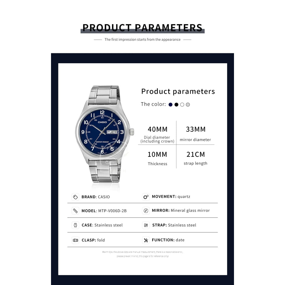 Casio watch for men simple fashionable Waterproof Quartz Watch reloj casio hombre free shipping MTP-V006 series