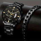 Reloj de pulsera de cuarzo con calendario de lujo de acero inoxidable a la moda para hombre, relojes de negocios para hombre, reloj Montre Homme