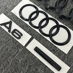 AUDI A6 4 Ring logo ABS Black Car Hood Front Bonnet Grill Rear Trunk Emblem Sticker A6 mark Quarrto Emblem For A6 2020-2023