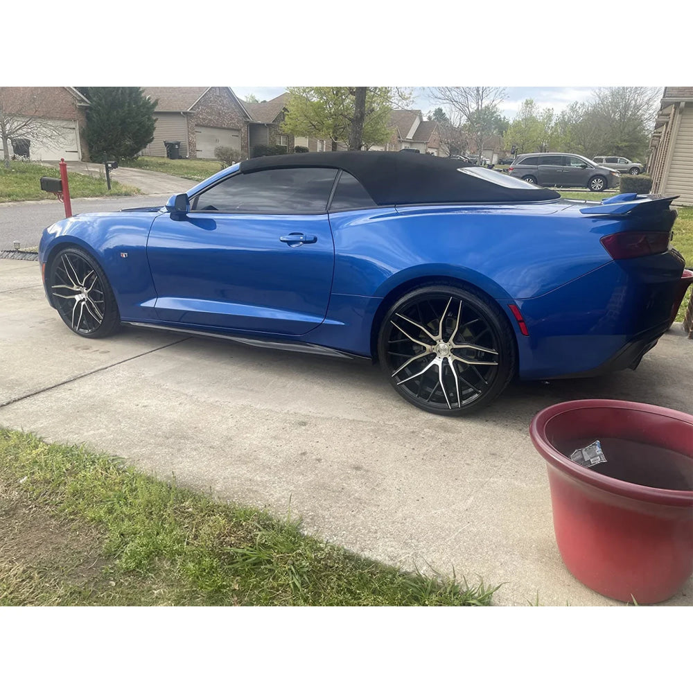 For Chevy Camaro Coupe Convertible LT LS SS RS 2016-2024 ZL1 Style Side Skirts Rocker Panels Spoiler Carbon Look Glossy black