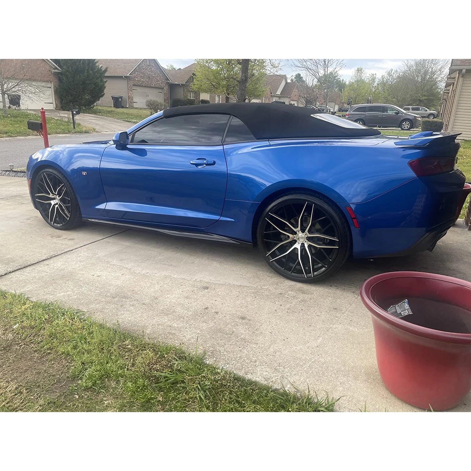 For Chevy Camaro Coupe Convertible LT LS SS RS 2016-2024 ZL1 Style Side Skirts Rocker Panels Spoiler Carbon Look Glossy black