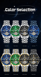 POEDAGAR Luxury Men Wristwatch Fashion Date Hollow Tourbillon Man Clock Automatic Mechanical Stainless Steel Men's Watches Reloj