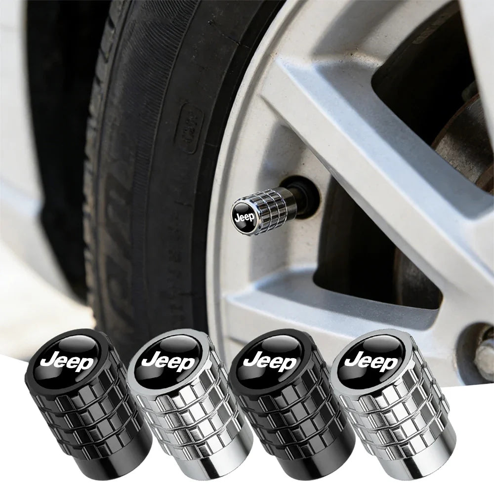 4Pcs Car Emblem Valve Cap Wheel Valves Dust Cover Tire Accessories For Jeep Wrangler Renegade Compass Gladiator Cherokee JL JK