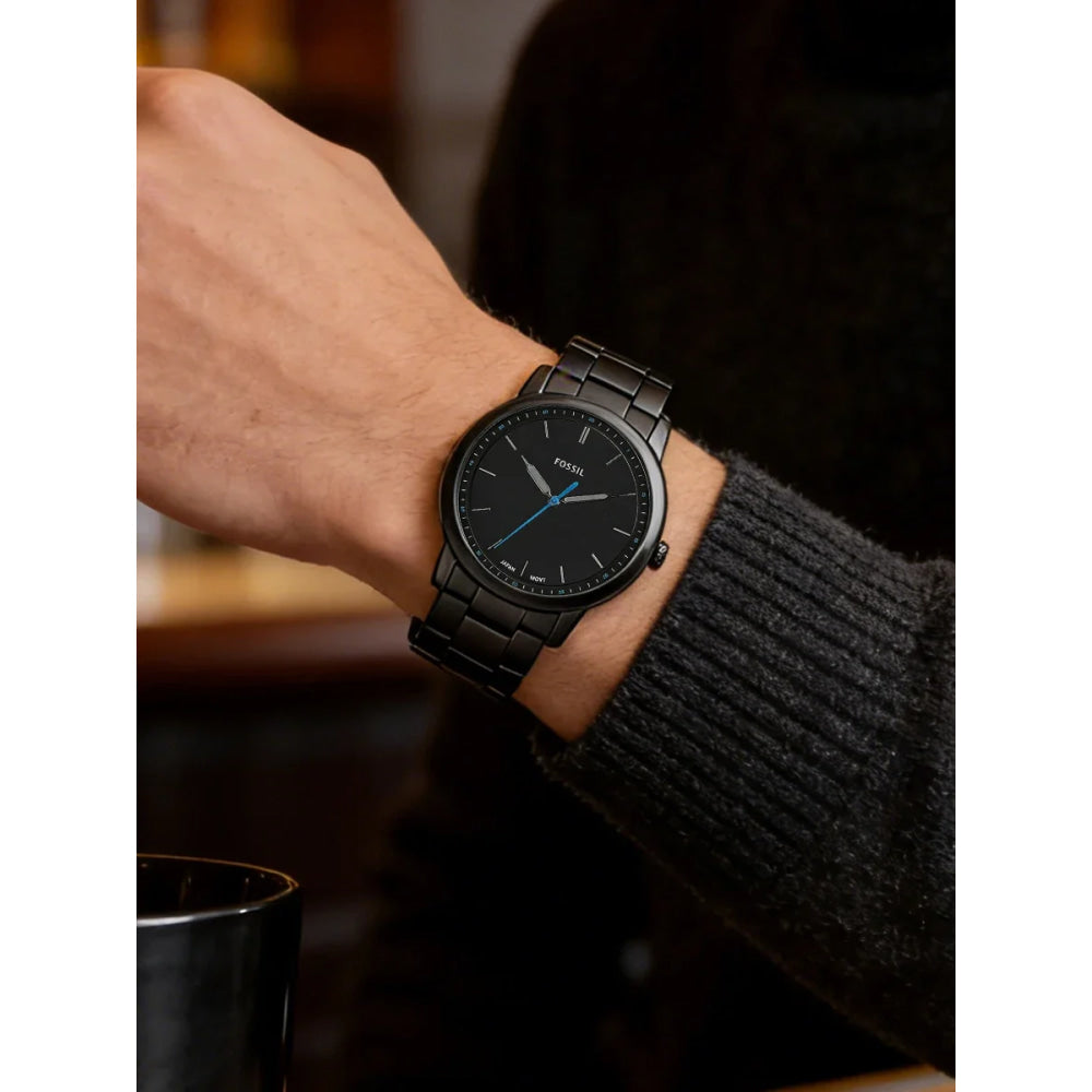 Fossil Minimalist Men's Quartz Watch Ultra Thin Black Stainless Steel Business Luxury Waterproof Wristwatch FS5308