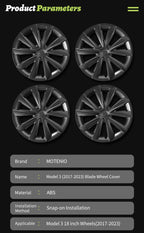 4PCS for Model 3 (2017-2023) 18 Inch Blade Wheel Cover Hubcaps Whirl Cap Rim Cover Replacement Wheel Cap Accessories for Tesla
