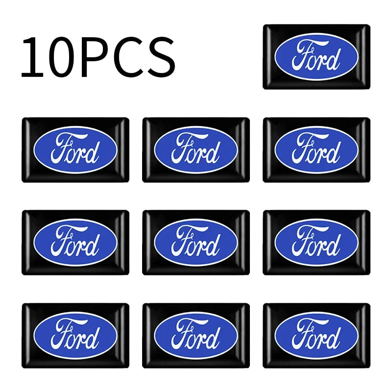 10Pcs 3D Car Styling Epoxy Emblem Badge Stickers Goods Auto Accessories For Ford Focus mk2 mk3 Fiesta Fusion Ranger Mondeo Kuga