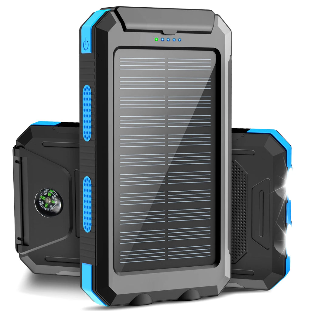 Banco de energía solar de 38800 mAh con cable incorporado, fuente de alimentación móvil universal liviana y de gran capacidad para teléfonos móviles