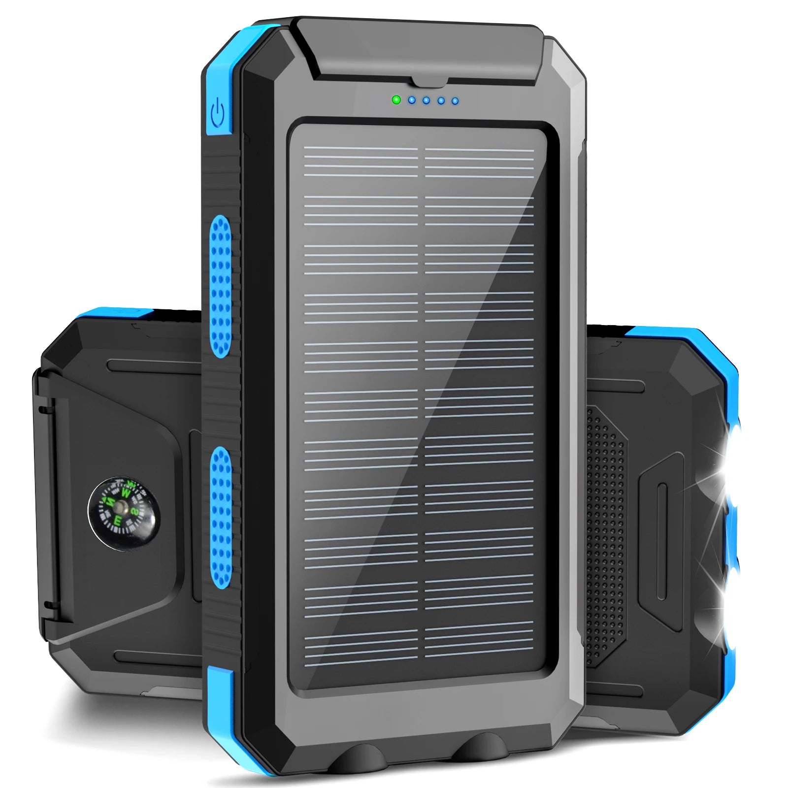 Banco de energía solar de 38800 mAh con cable incorporado, fuente de alimentación móvil universal liviana y de gran capacidad para teléfonos móviles