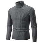 Nuevo suéter de cuello alto para hombre, jersey de Color sólido, tejido cálido, informal, sudadera de cuello alto, Tops de lana para hombre para invierno al aire libre
