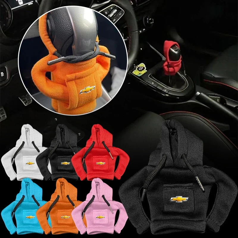 Fashion Car Decor Dust Proof Car Shift Knob Hoodie Handle Cover For Chevrolet Silverado Impala Malibu Equinox Cruze Camaro