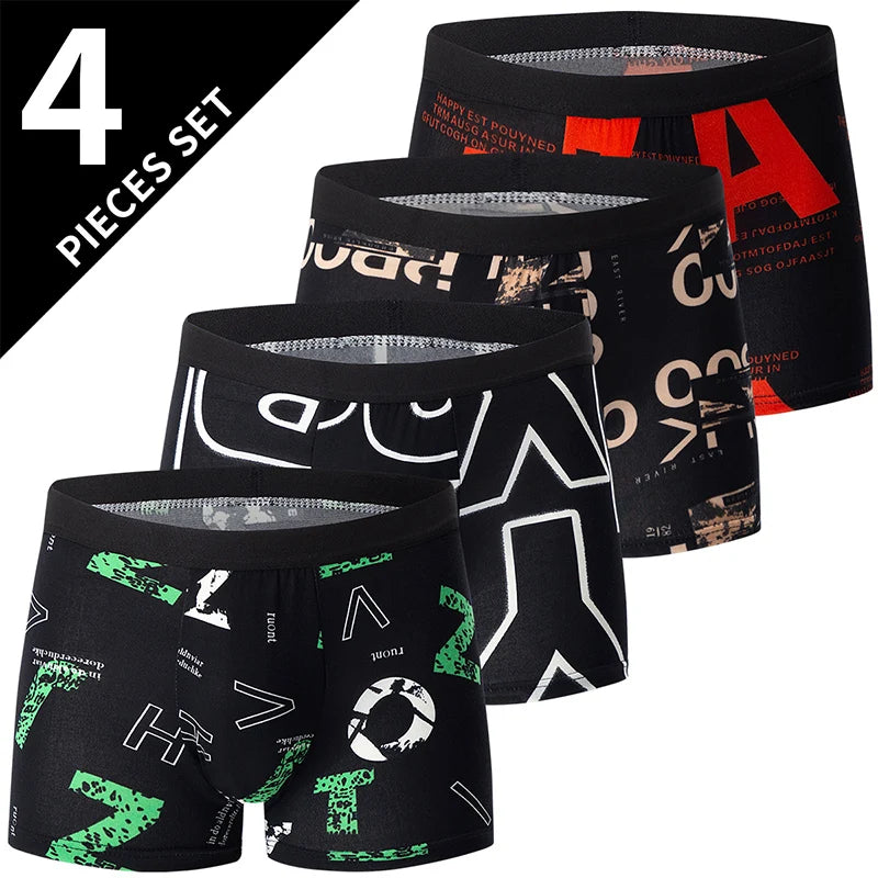4/5 Uds. Pantalones cortos estampados de talla europea y americana a la moda para hombre, ropa interior cómoda de talla grande para hombre, bañador Sexy