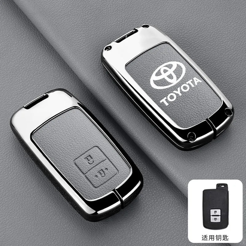 Leather Car Key Case Cover Protective Shell For Toyota Auris Camry RAV4 Avalon Yaris Verso 2012 2013 2014 2015 2016 2017 2018